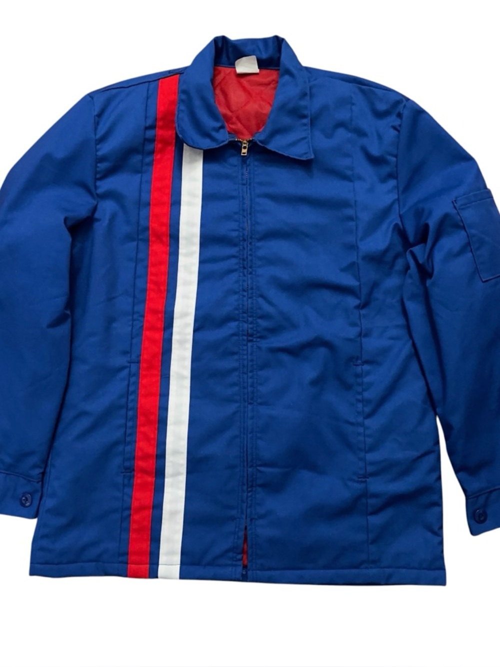 Red Kap Jacket Mens Size M Mechanic Racing Work Talon Zip Quilted Blue VTG 70s